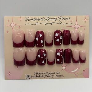 Short square nails valentines red